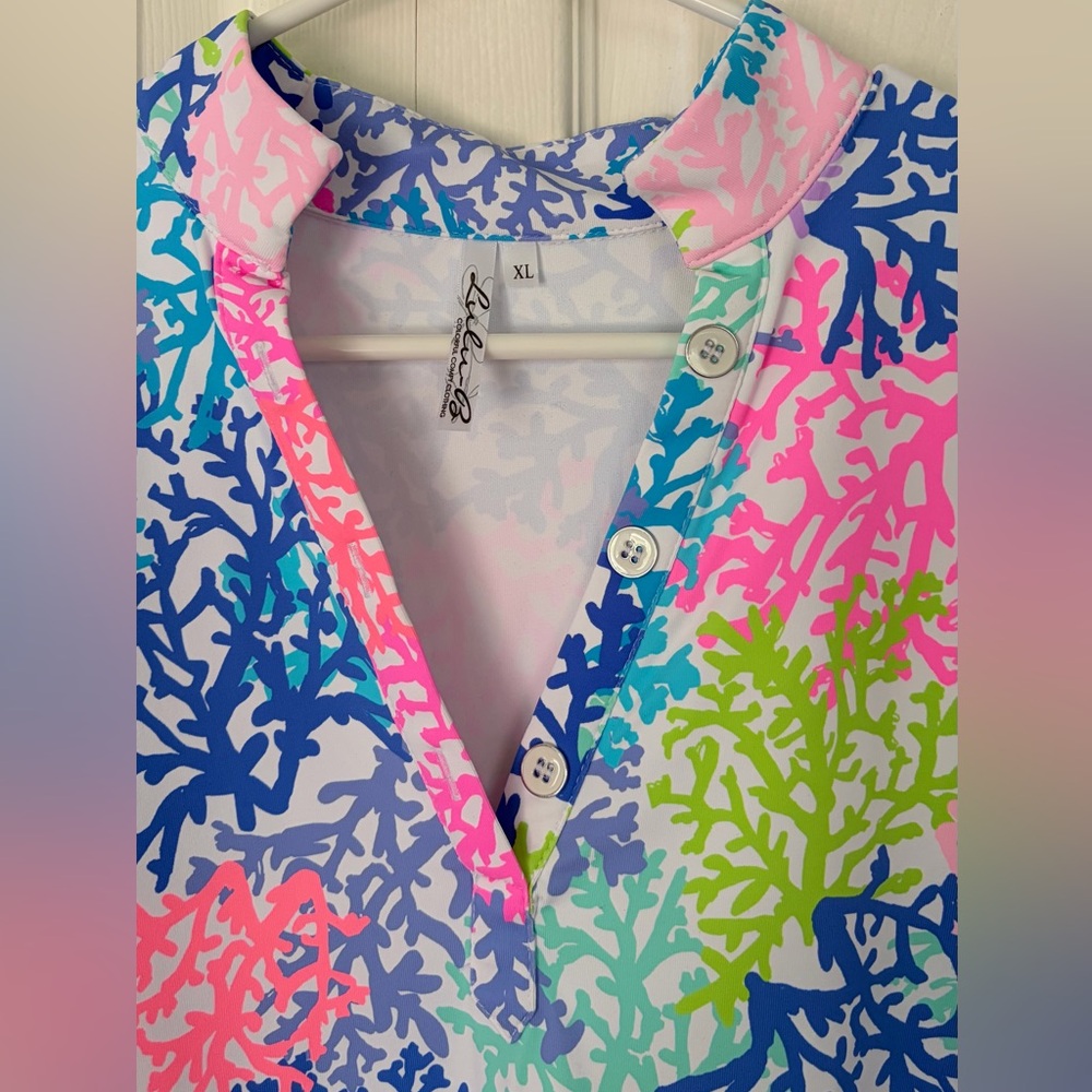 Lulu-B Women’s Top Corals Button Tunic New size XL - Picture 4 of 14